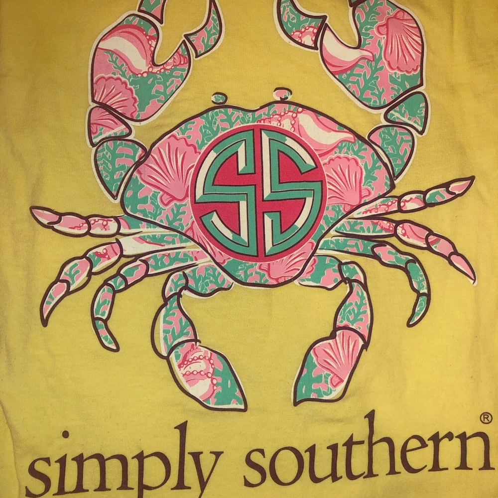 Simply southern yellow shirt with crab design